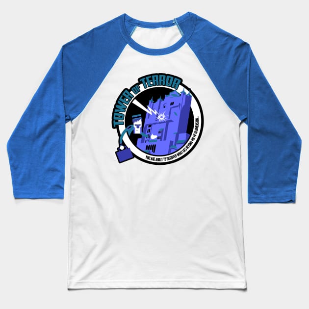 Tower of Terror - Blue Baseball T-Shirt by brodiehbrockie